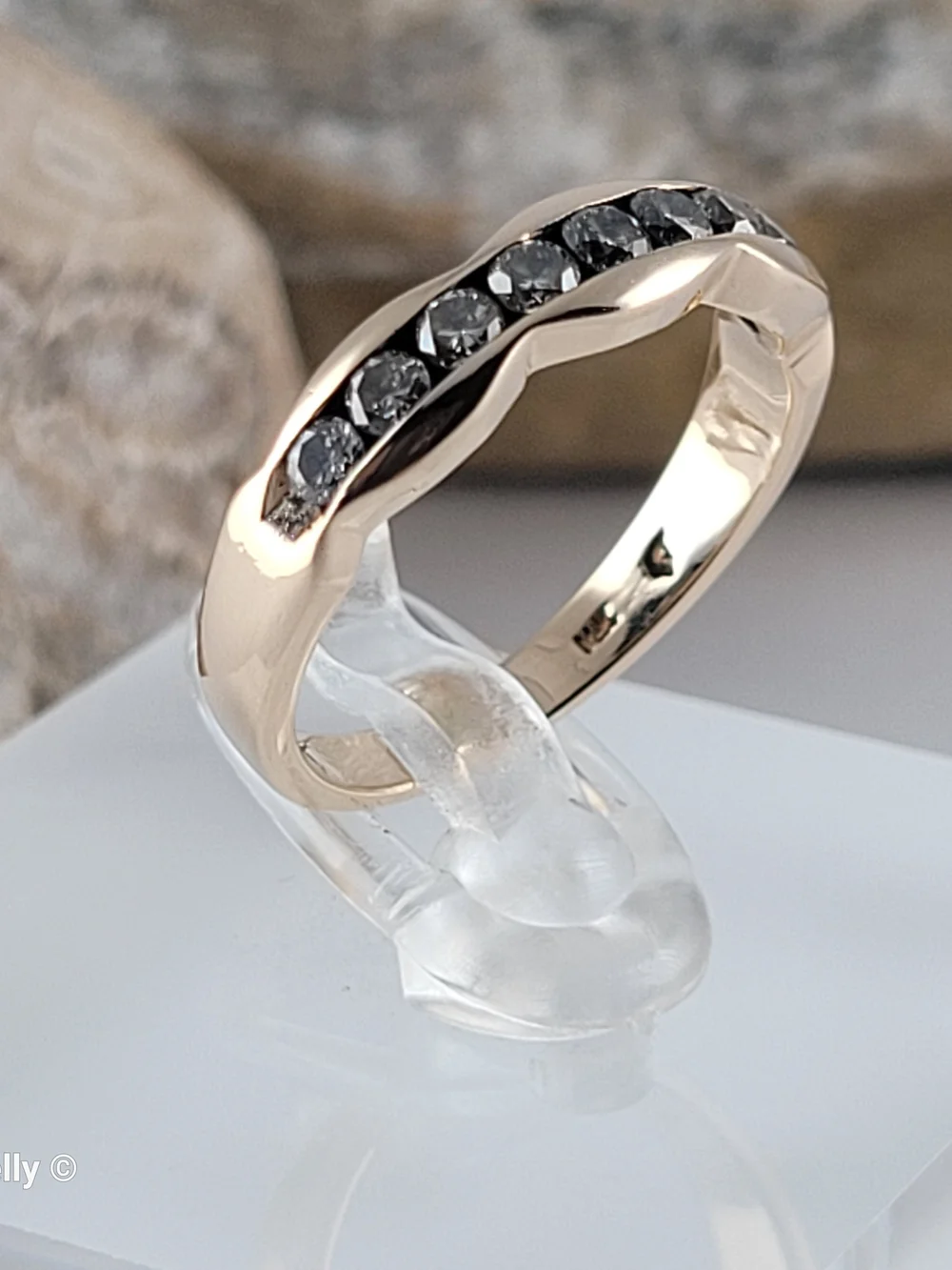14K Yellow Gold Genuine Diamond Band Ring Size 6.5 - Solid Gold! 👌🎁